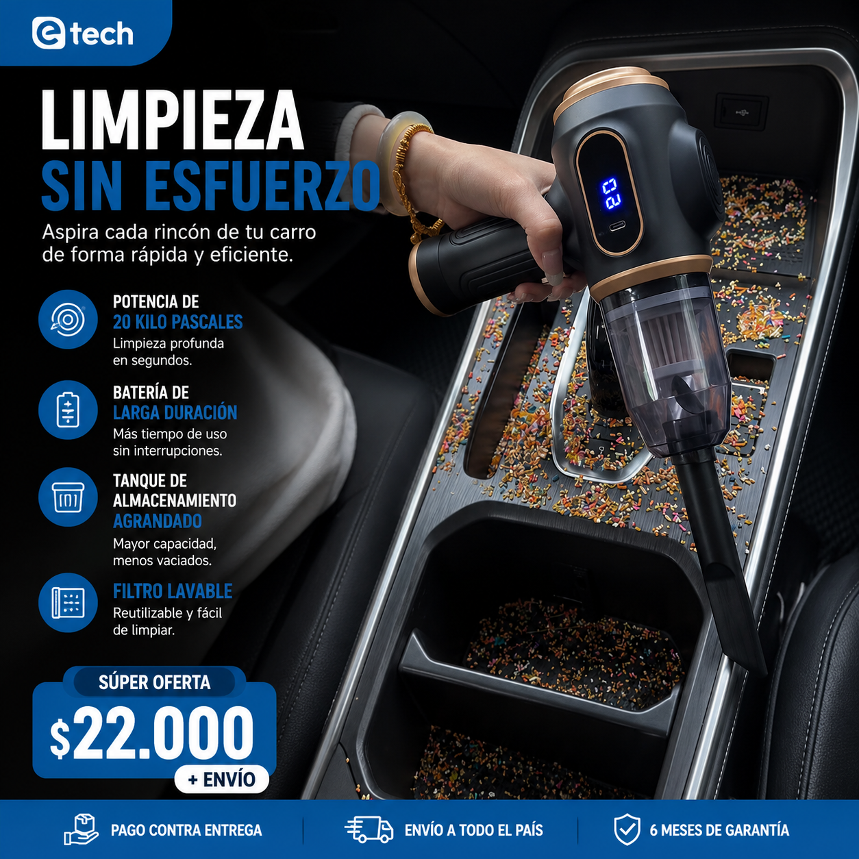 Aspiradora 3 en 1 | Alta potencia | Batería recargable