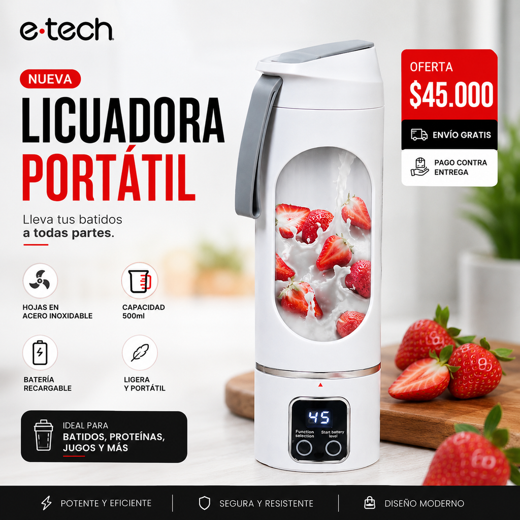 Licuadora portátil | Alta potencia | Batería recargable