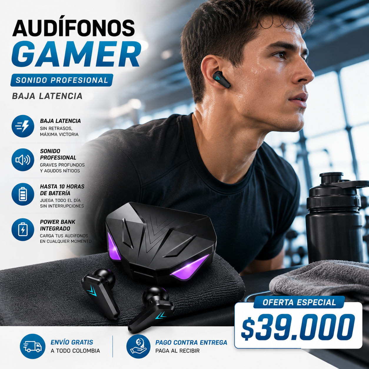 Audífonos Gamer | Baja latencia | Batería larga duración