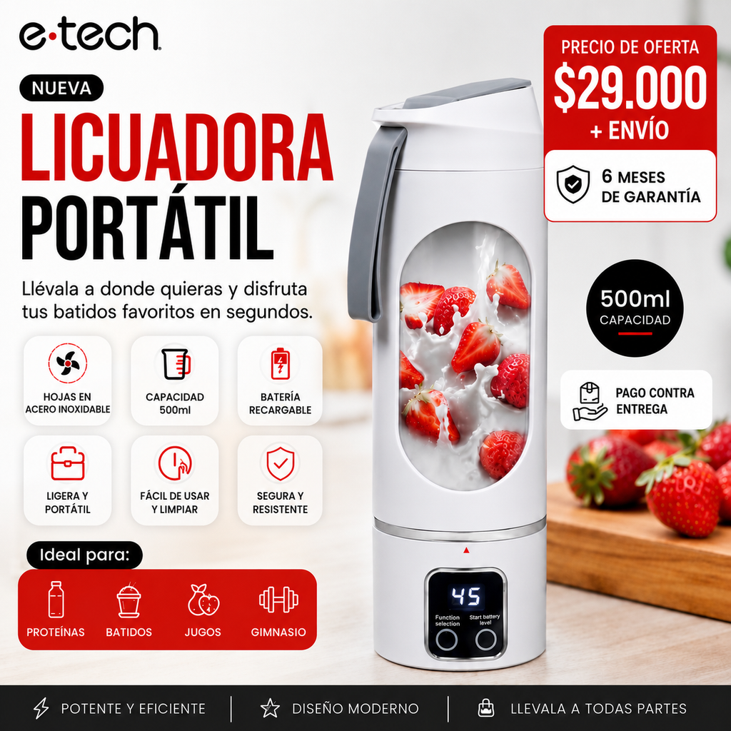 Licuadora portátil | Alta potencia | Batería recargable