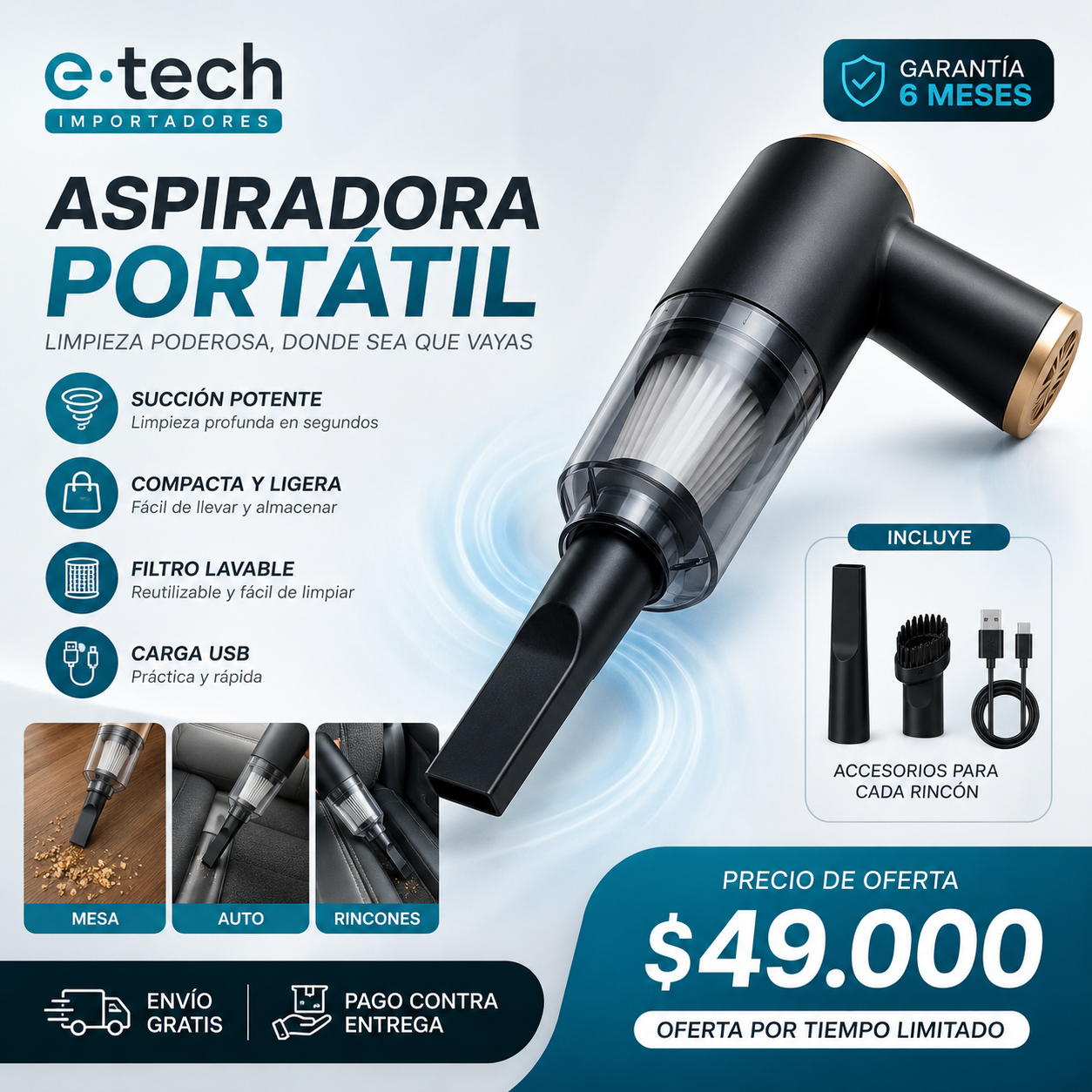 Aspiradora Recargable | 3 en 1 | Sopladora | Infladora
