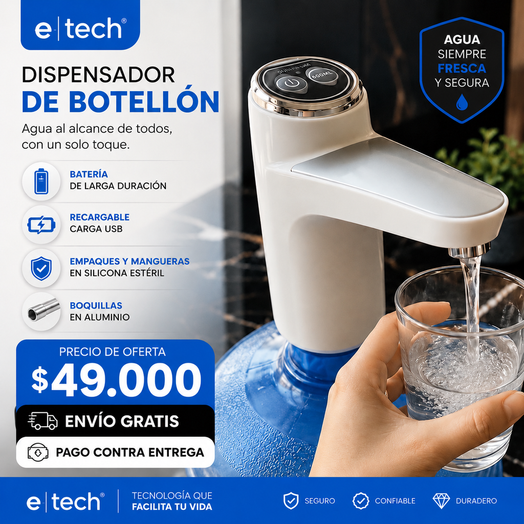Dispensador de Agua | Botellón | Batería recargable