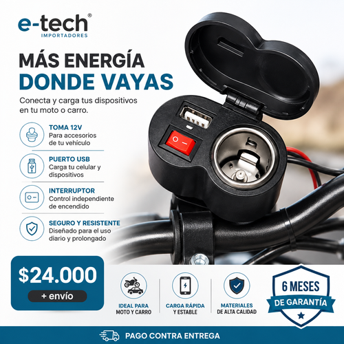 Adaptador | Moto | Cargador para celular | Carga rápida | Garantía 6 meses