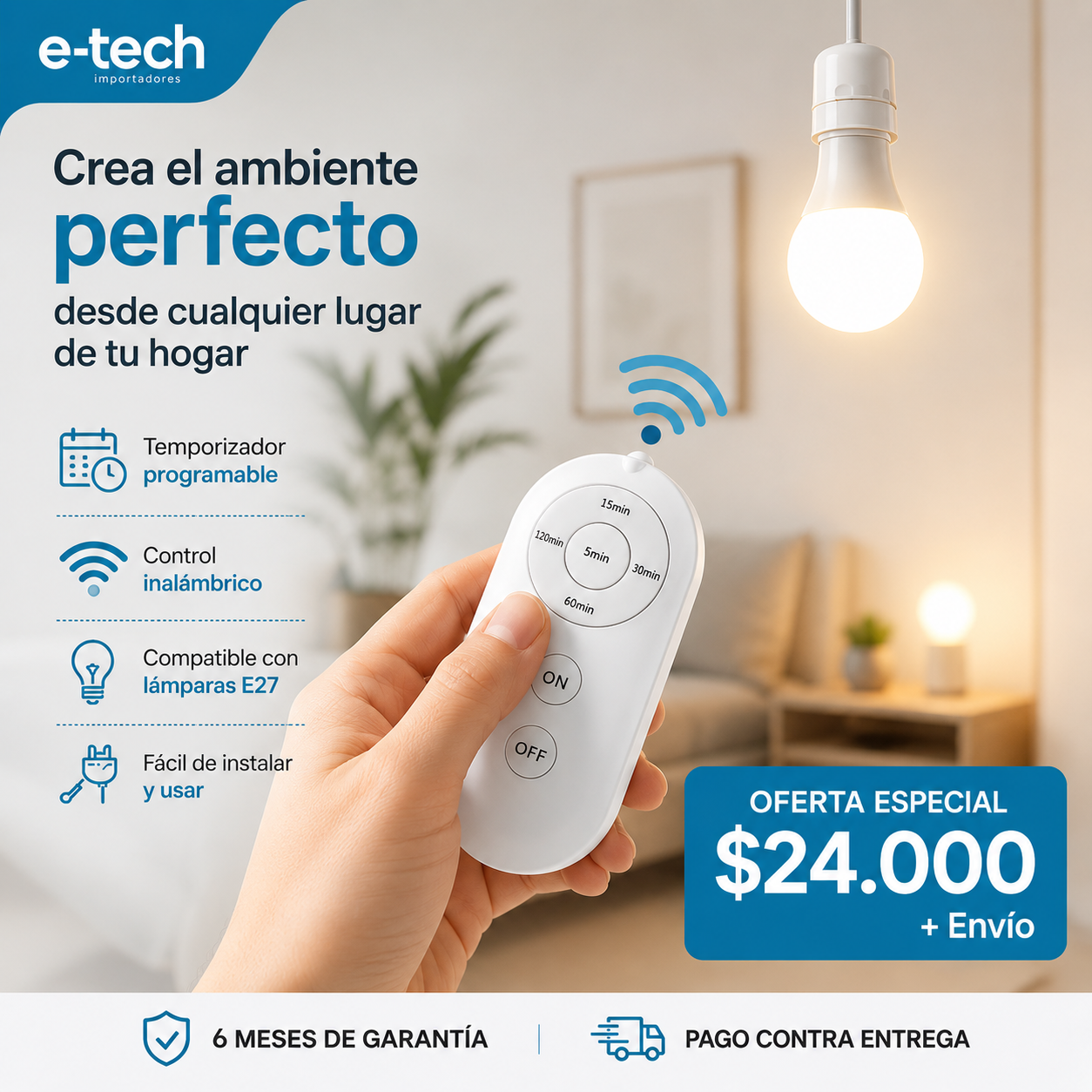Temporizador de Bombillo | Control remoto | Garantía 6 meses