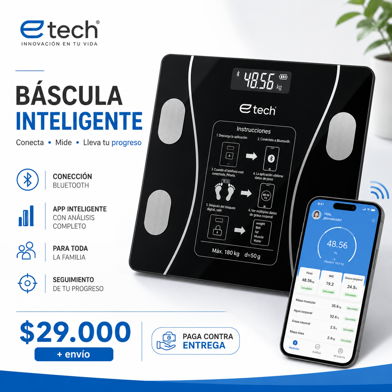 Bascula inteligente | Con app seguimiento de progreso