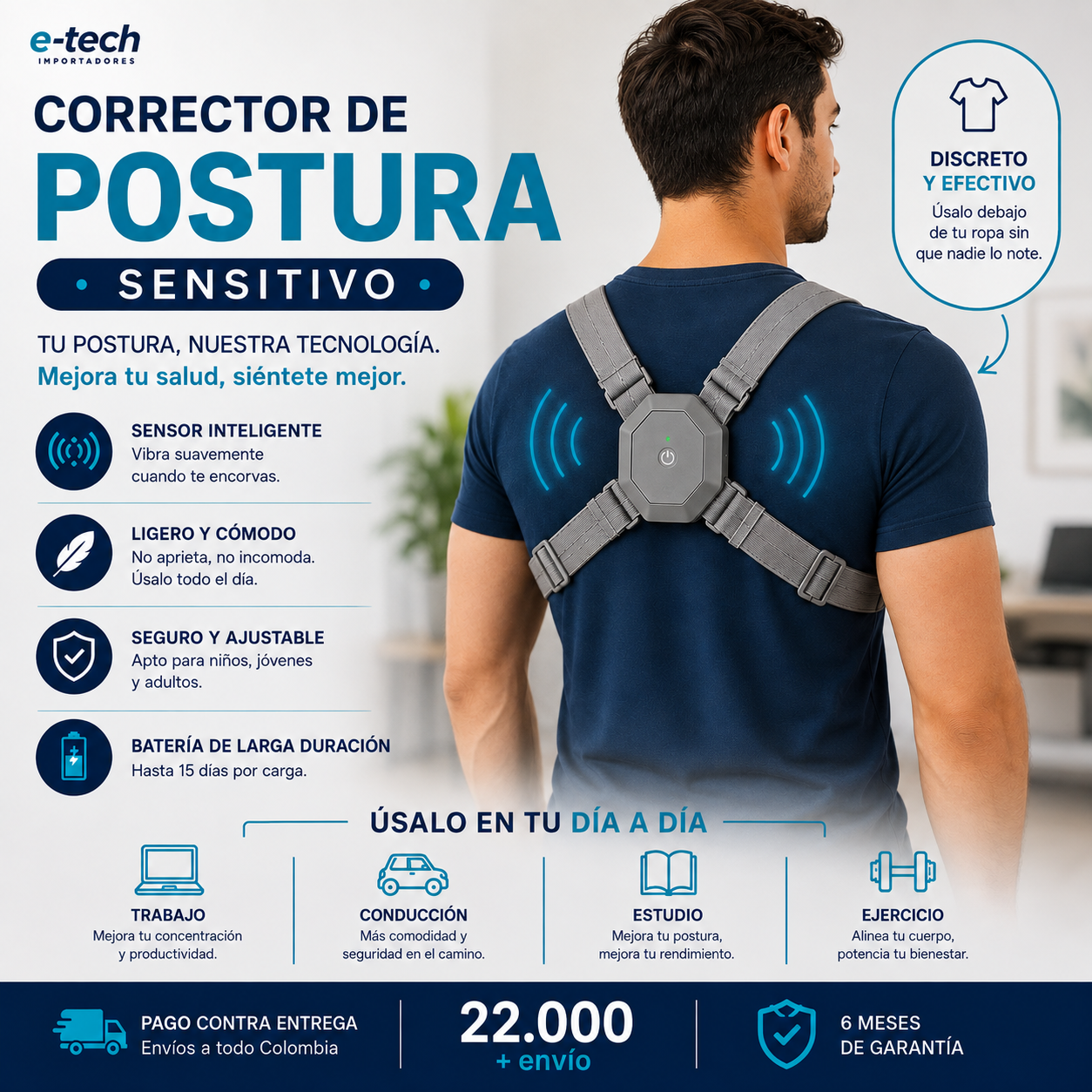 Corrector de Postura | Sensitivo | Cero dolor | Talla ajustable
