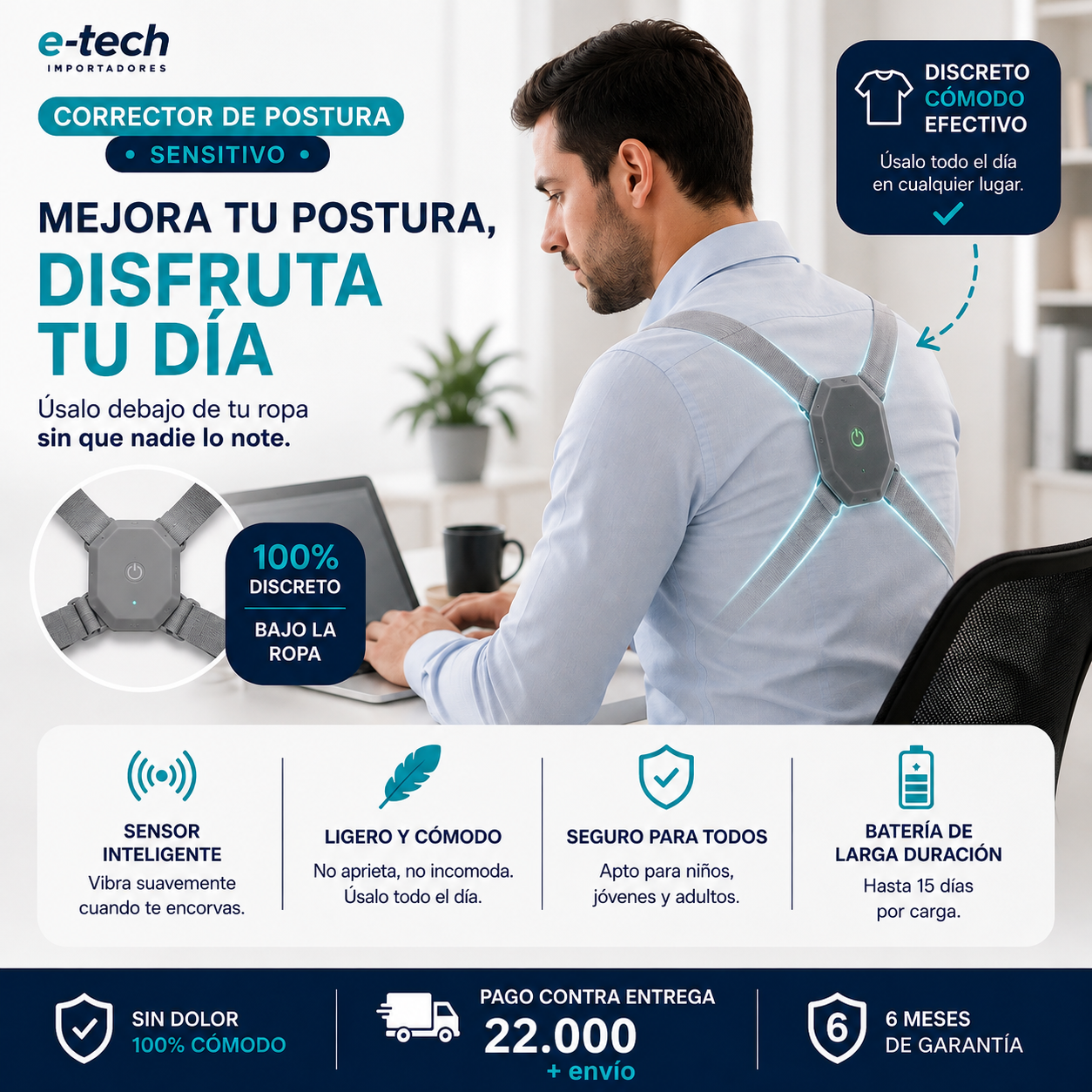 Corrector de Postura | Sensitivo | Cero dolor | Talla ajustable